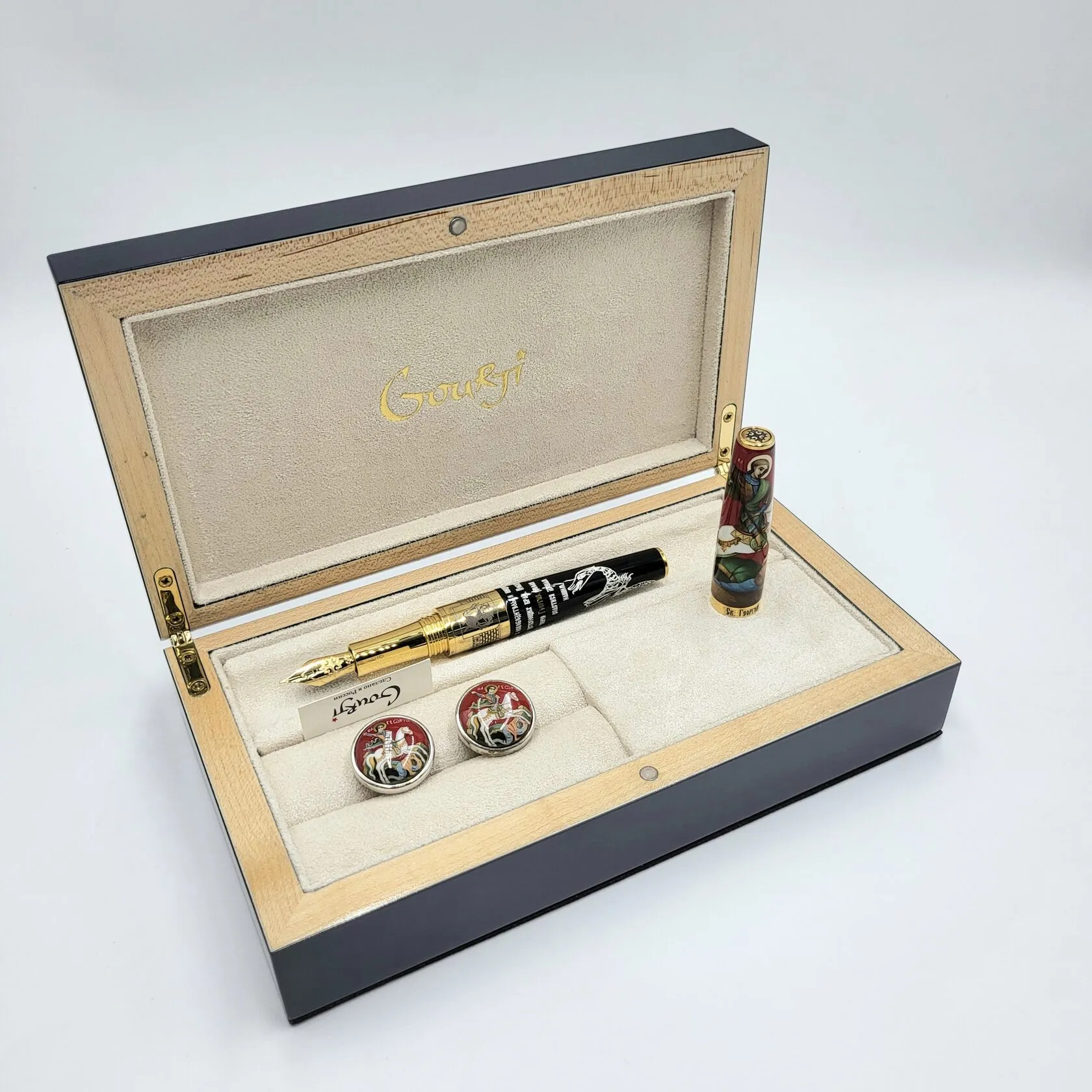 Ручка перьевая "СВЯТОЙ ГЕОРГИЙ", ПЕРО F | СМОЛА/СЕРЕБРО/ЛАК